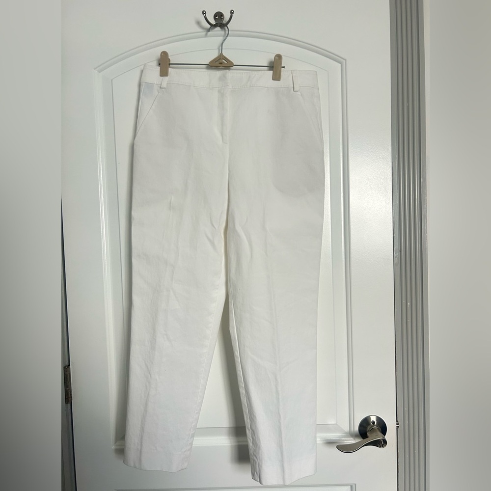 St John Collection Stretch Cotton Tapered White Pants size 8